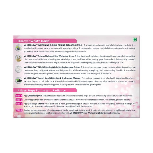 Lotus Whiteglow Facial Kit contents