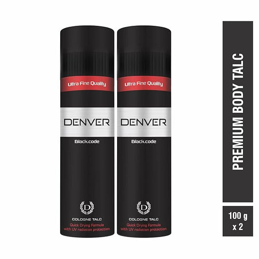 Denver Black Code Body Talc – side view