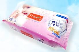 Tulips Sensitive Baby Wipes detail