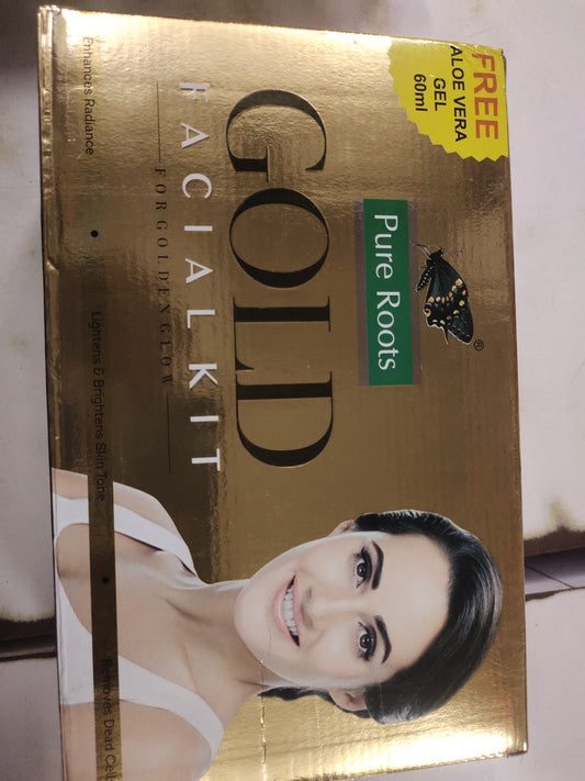 Pure Roots Gold Facial Kit 250g + Free Aloe Vera Gel 60ml