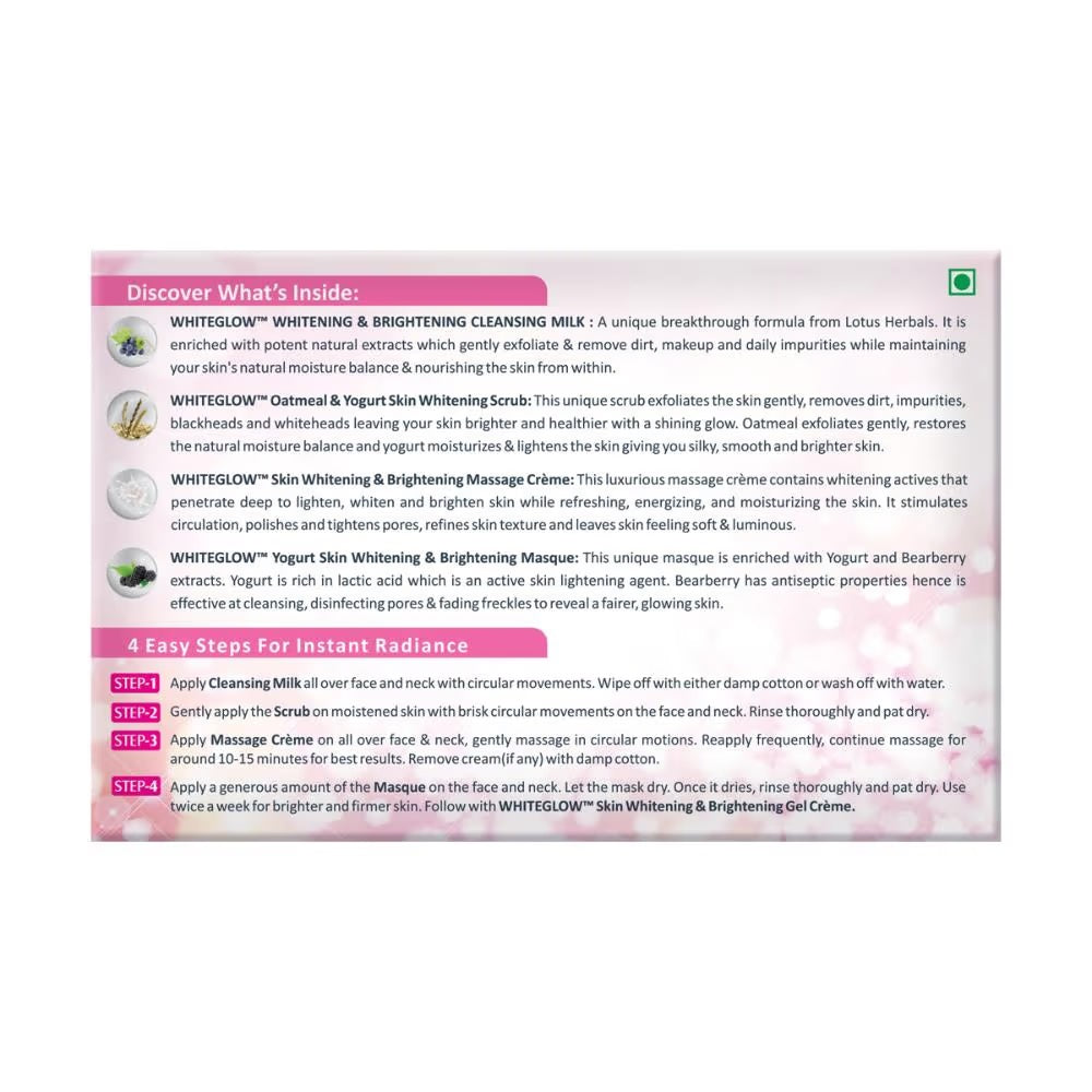 Lotus Whiteglow Facial Kit contents
