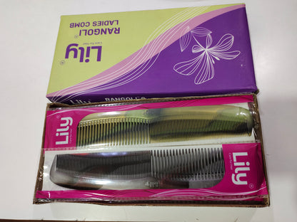 Lily Comb Rangoli Hair Comb 8 and 9 inch – front view