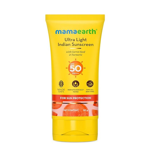 Mamaearth Ultra Light Indian Sunscreen SPF50 50ml with Carrot Seed and Turmeric