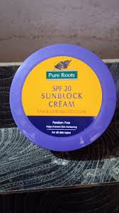 Pure Roots SPF20 Sunblock ingredients