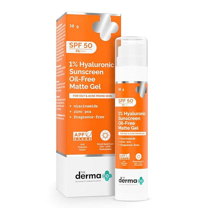 The Derma Co 1% Hyaluronic Acid Sunscreen Matte Gel SPF50 PA+++ 30ml 50ml