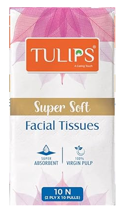 Tulips 2 Ply Pocket Tissue Paper Super Soft Pack of 10