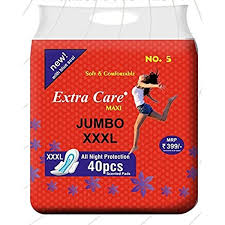 Extra Care Maxi Jumbo Soft Cotton Sanitary Pads Pack of 40 XXXL