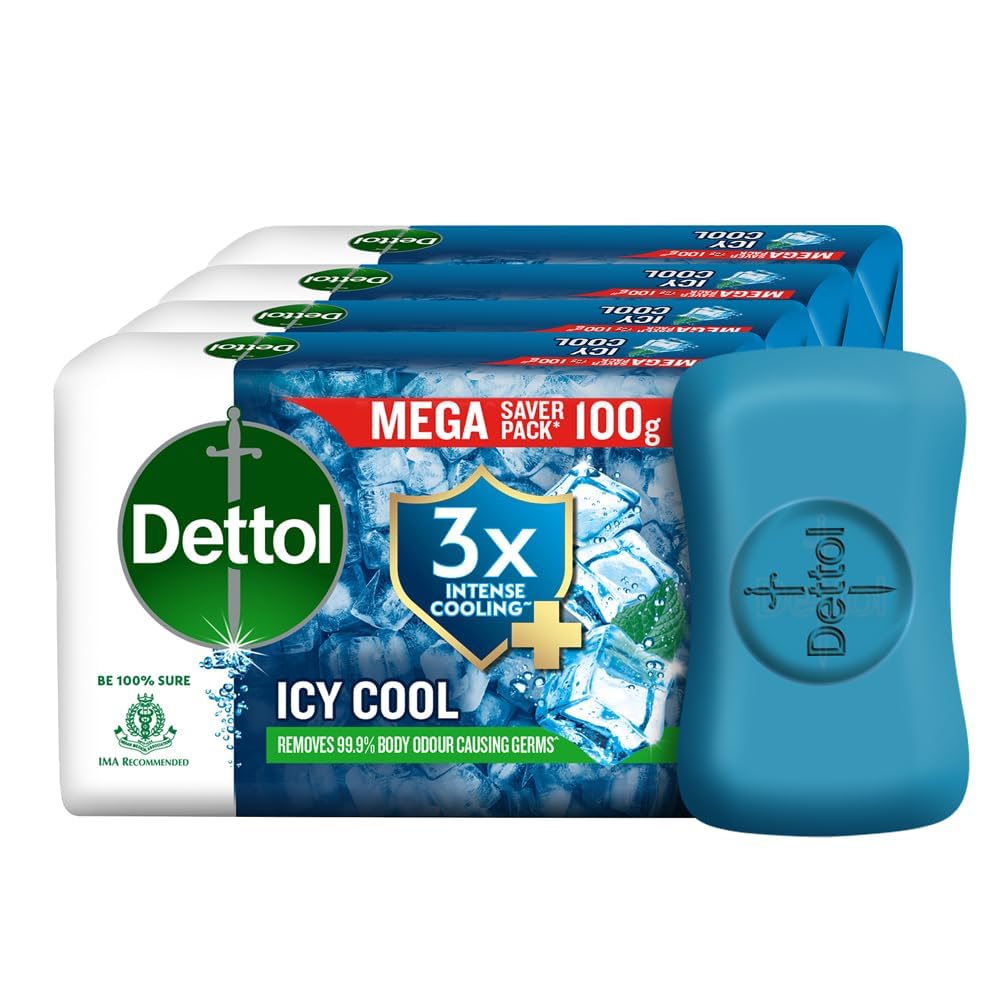 Dettol Icy Cool Bathing Soap Bar 100g Pack of 4
