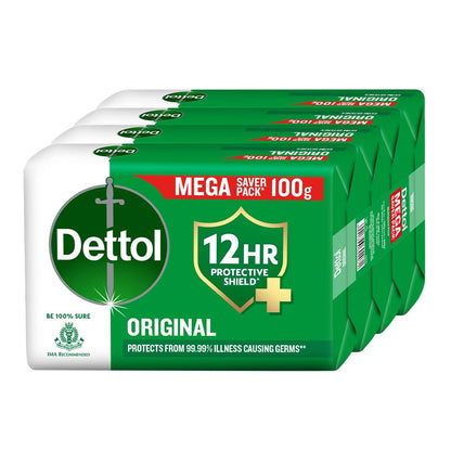 Dettol Original Antibacterial Bathing Soap Bar 100g Pack of 4