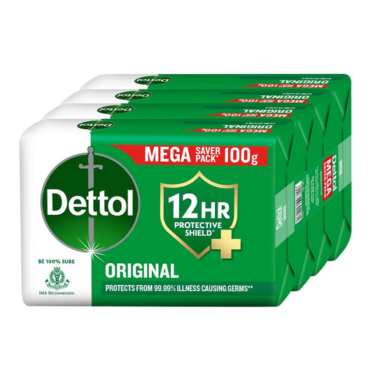 Dettol Original Antibacterial Bathing Soap Bar 100g Pack of 4
