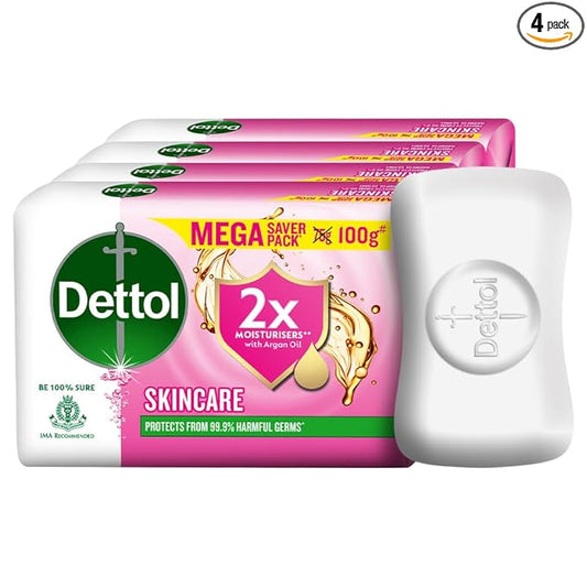 Dettol Skincare Moisturizing Beauty Soap Bar with Argan Oil 100g Pack of 4