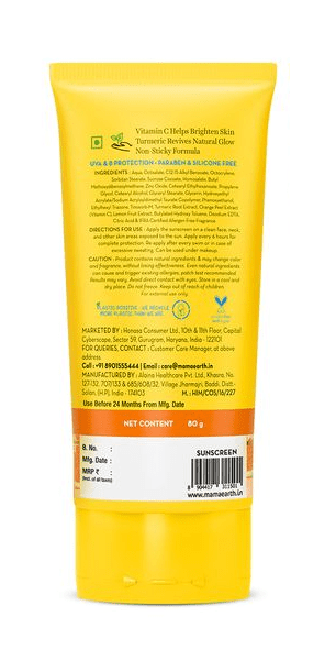 Mamaearth Vitamin C Glow Sunscreen back