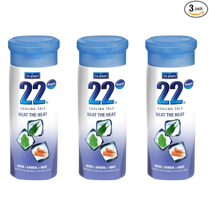 VI-JOHN 22 Degree Cooling Talc with Neem Sandal Mint 100g