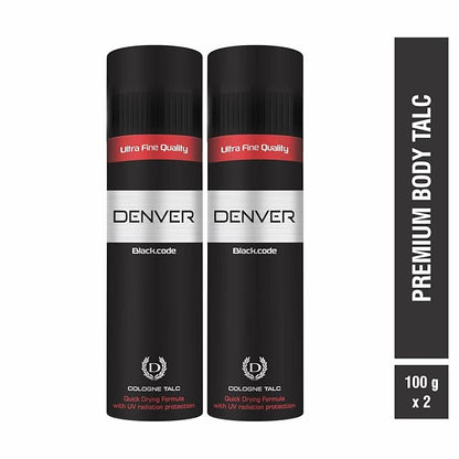 Denver Black Code Body Talc – side view