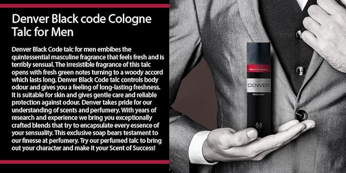 Denver Black Code Body Talc – pack of 2