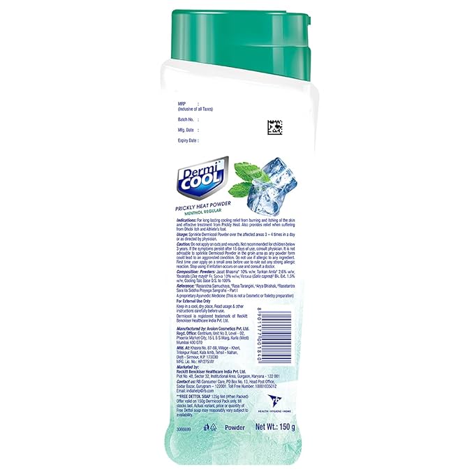 Dermicool Prickly Heat Powder – back label